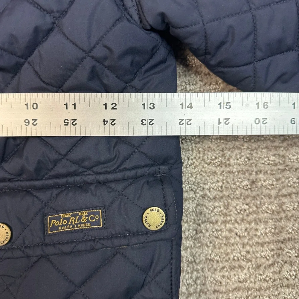 Polo Ralph Lauren Kids Navy Blue Quilted Barn Jacket Corduroy Trim 3/3T
